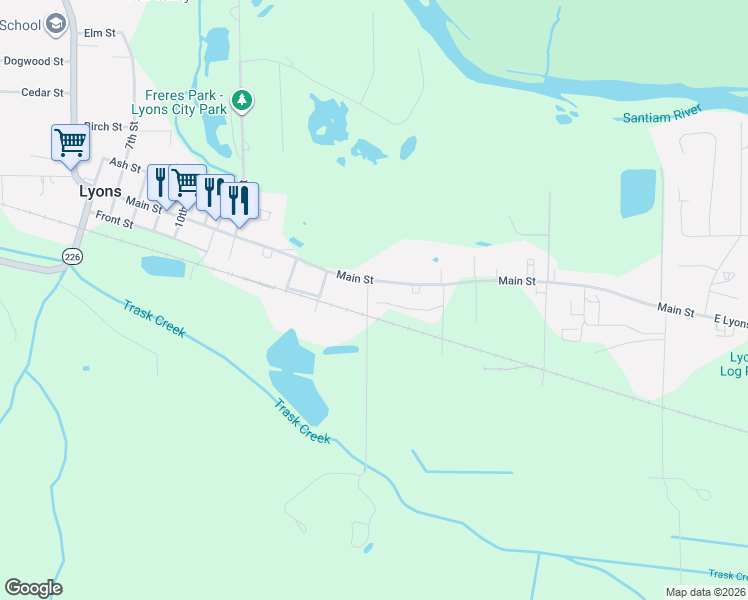 map of restaurants, bars, coffee shops, grocery stores, and more near 153 16th Street in Lyons