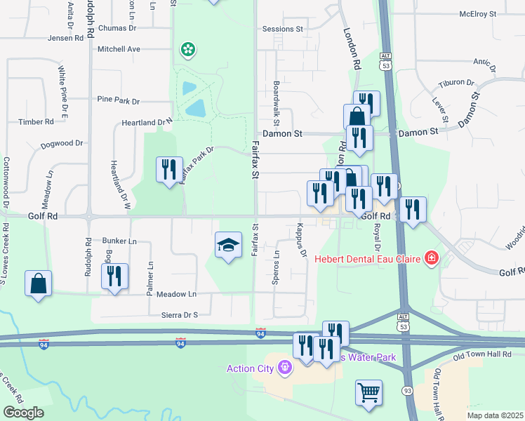map of restaurants, bars, coffee shops, grocery stores, and more near in Eau Claire