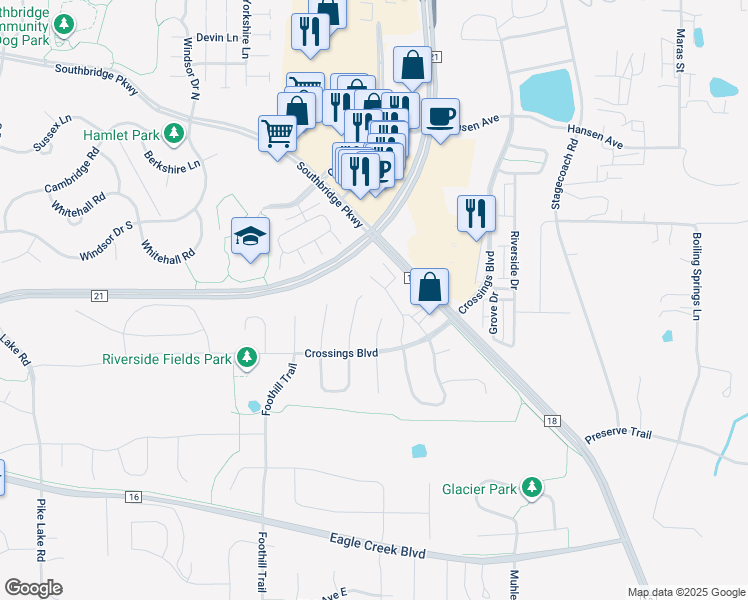 map of restaurants, bars, coffee shops, grocery stores, and more near 1757 Switchgrass Circle in Shakopee