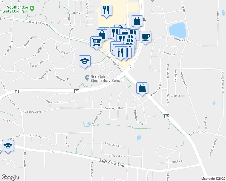 map of restaurants, bars, coffee shops, grocery stores, and more near 1751 Switchgrass Court in Shakopee