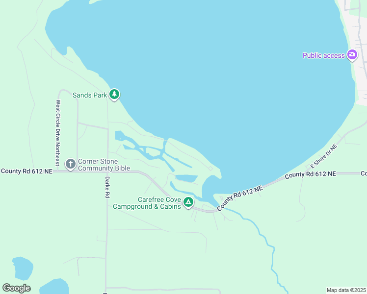 map of restaurants, bars, coffee shops, grocery stores, and more near 7563-7979 Shore Road Northeast in Kalkaska