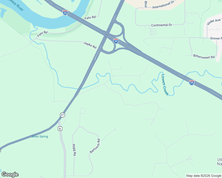 map of restaurants, bars, coffee shops, grocery stores, and more near W2417 Silver Springs Drive in Eau Claire