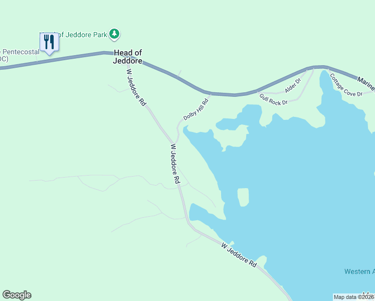 map of restaurants, bars, coffee shops, grocery stores, and more near 2 Dolby Hill Road in Head of Jeddore