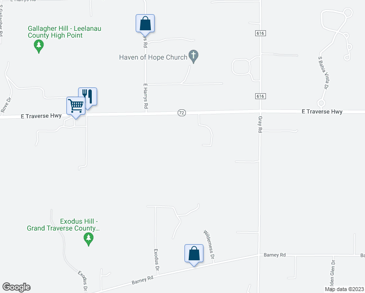 map of restaurants, bars, coffee shops, grocery stores, and more near 525 Sixth Street in Traverse City