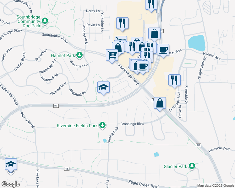 map of restaurants, bars, coffee shops, grocery stores, and more near 8024 Stratford Circle North in Shakopee