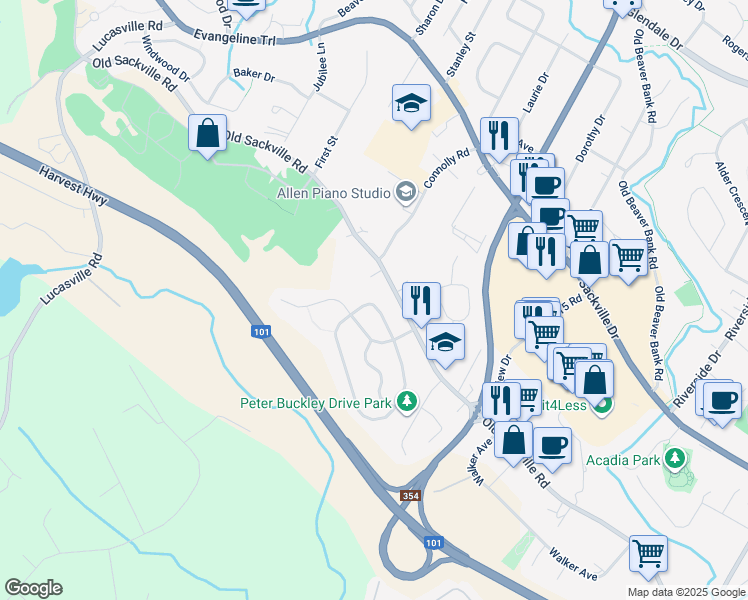 map of restaurants, bars, coffee shops, grocery stores, and more near 202 Lower Sackville Circle in Lower Sackville