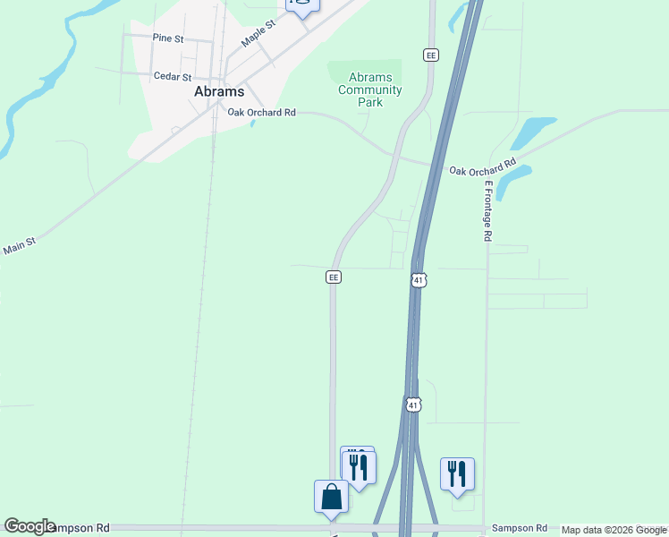 map of restaurants, bars, coffee shops, grocery stores, and more near 5753 Heimke Lane in Abrams
