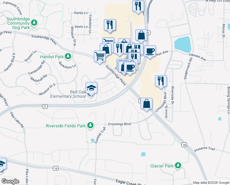 map of restaurants, bars, coffee shops, grocery stores, and more near 8070 Stratford Circle South in Shakopee