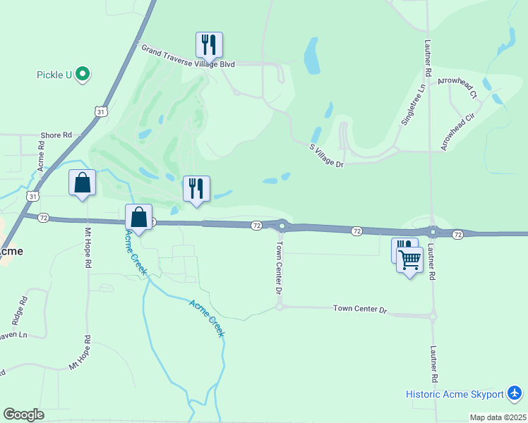 map of restaurants, bars, coffee shops, grocery stores, and more near 5733 Hilltop Way in Williamsburg