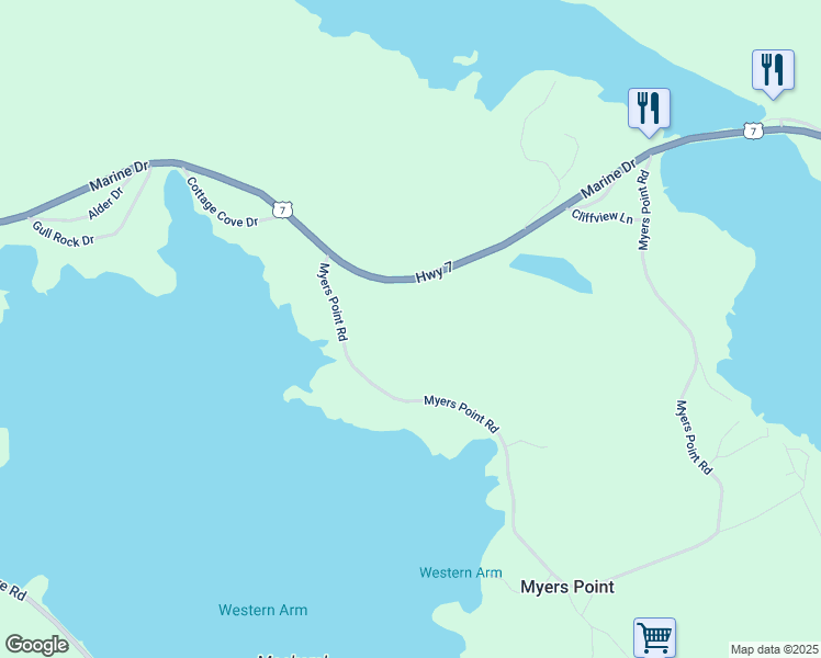 map of restaurants, bars, coffee shops, grocery stores, and more near 9660 Nova Scotia Trunk 7 in Head of Jeddore