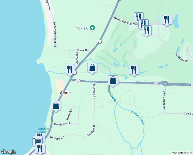 map of restaurants, bars, coffee shops, grocery stores, and more near 5992 Holt Road in Williamsburg