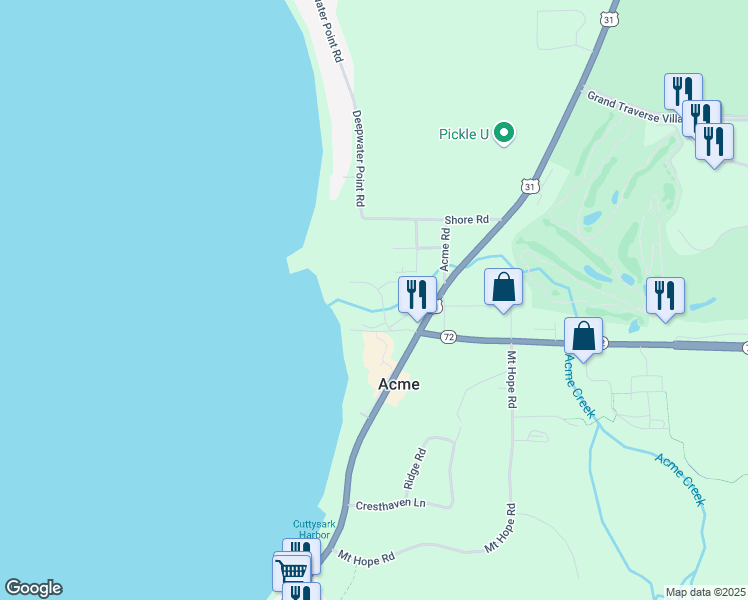 map of restaurants, bars, coffee shops, grocery stores, and more near 5669 Creeks Crossing North in Williamsburg