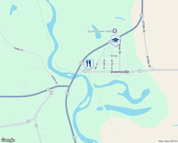 map of restaurants, bars, coffee shops, grocery stores, and more near 4496 County Road C in Menomonie