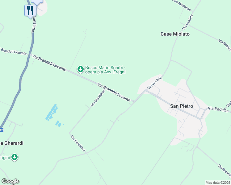 map of restaurants, bars, coffee shops, grocery stores, and more near 10 Via Brandoli Levante in San Pietro
