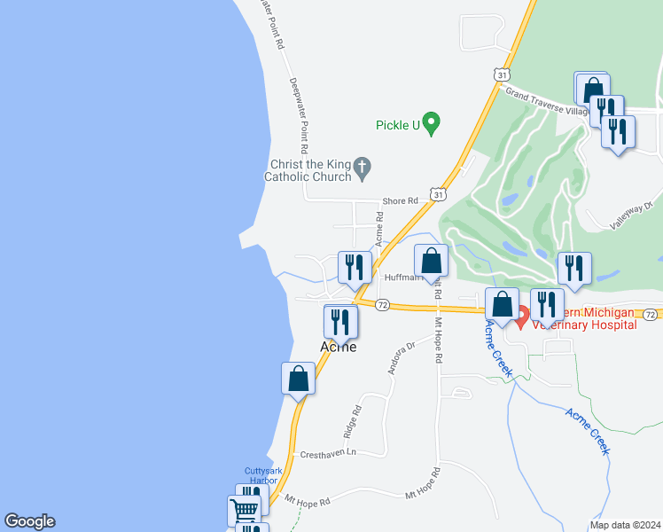 map of restaurants, bars, coffee shops, grocery stores, and more near 5718 Creeks Crossing North in Williamsburg