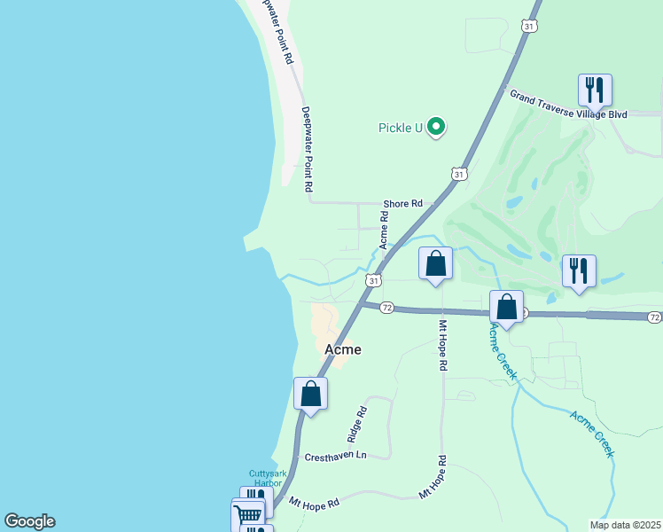 map of restaurants, bars, coffee shops, grocery stores, and more near 5718 Creeks Crossing North in Williamsburg