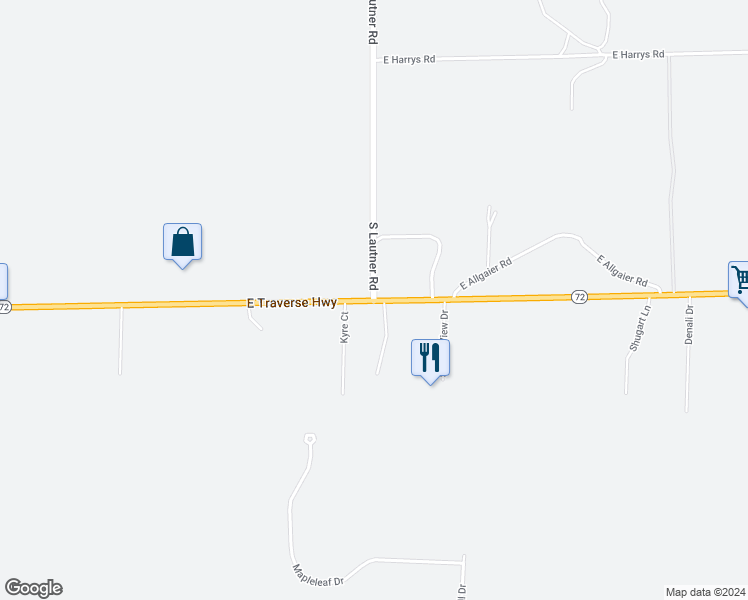 map of restaurants, bars, coffee shops, grocery stores, and more near 6001 East Traverse Highway in Traverse City