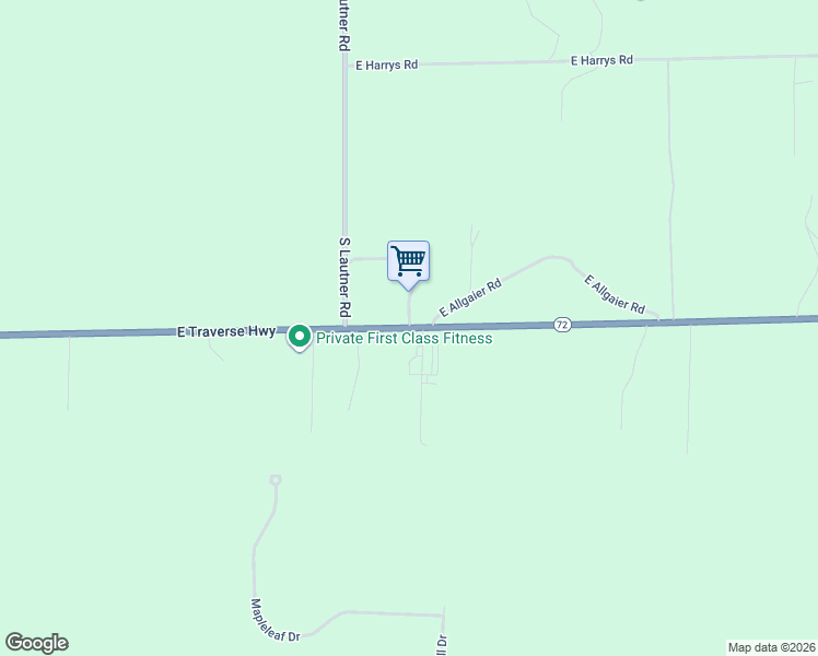 map of restaurants, bars, coffee shops, grocery stores, and more near 5852 East Traverse Highway in Traverse City