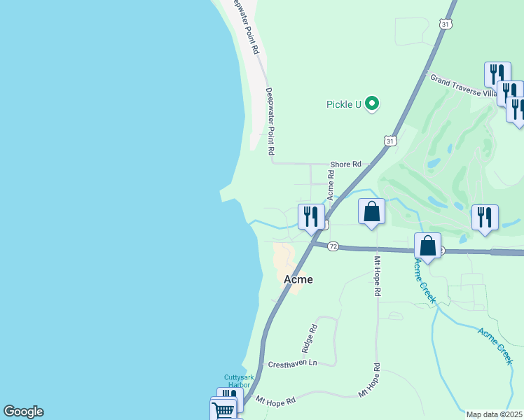 map of restaurants, bars, coffee shops, grocery stores, and more near 5635 Creeks Crossing in Williamsburg