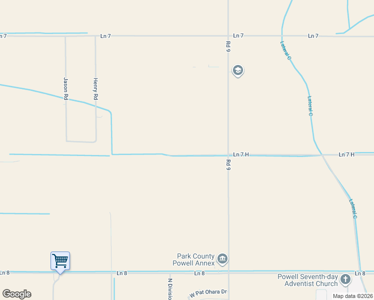 map of restaurants, bars, coffee shops, grocery stores, and more near 750 Road 9 in Powell