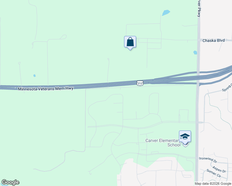 map of restaurants, bars, coffee shops, grocery stores, and more near in Carver