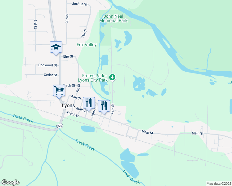 map of restaurants, bars, coffee shops, grocery stores, and more near 426 North 13th Street in Lyons
