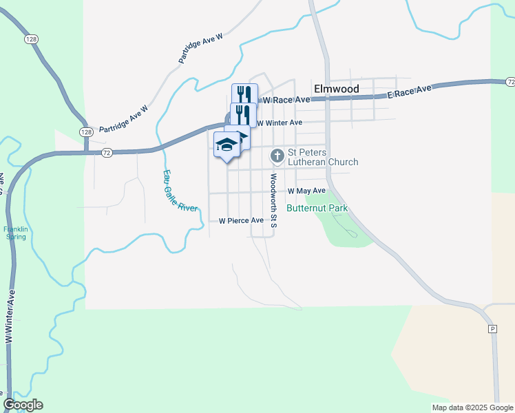 map of restaurants, bars, coffee shops, grocery stores, and more near 330 South Main Street in Elmwood