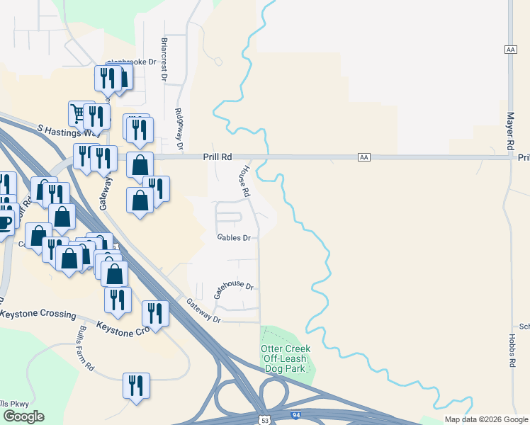 map of restaurants, bars, coffee shops, grocery stores, and more near 3751-3771 House Road in Eau Claire
