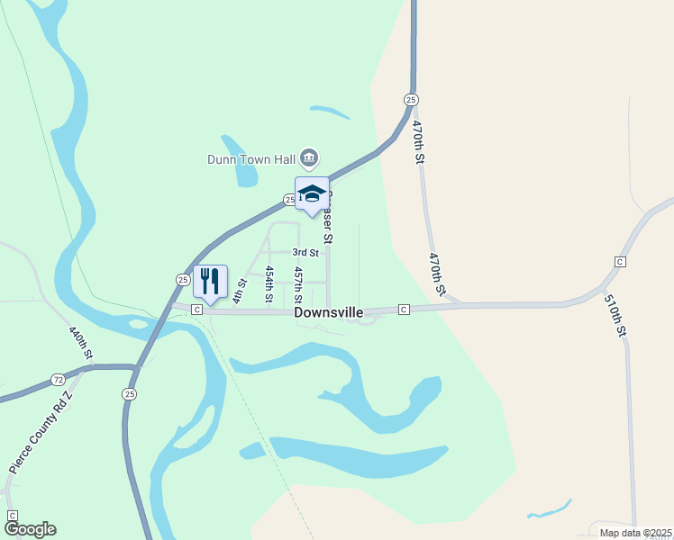 map of restaurants, bars, coffee shops, grocery stores, and more near N2650 460th Street in Menomonie