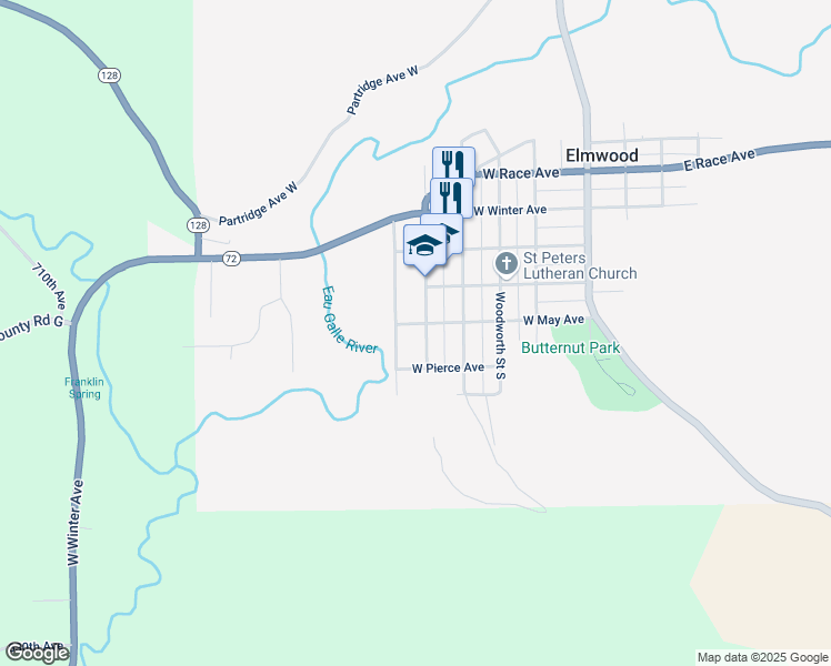 map of restaurants, bars, coffee shops, grocery stores, and more near 404 Scott Street North in Elmwood