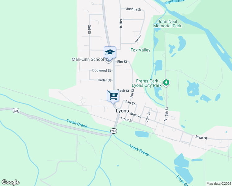 map of restaurants, bars, coffee shops, grocery stores, and more near 346 5th Street in Lyons