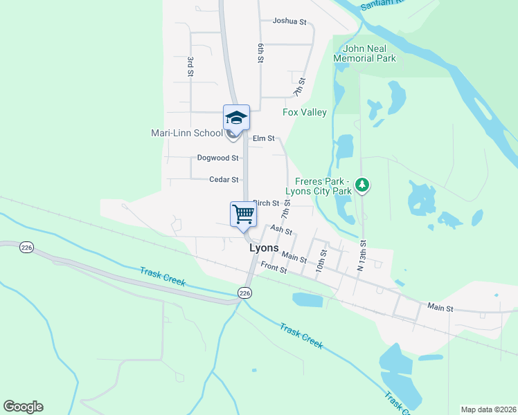 map of restaurants, bars, coffee shops, grocery stores, and more near 346 5th Street in Lyons