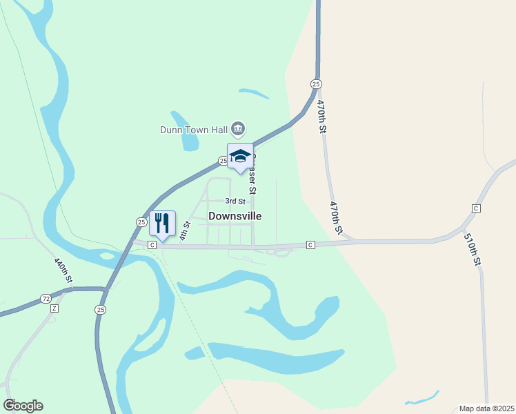 map of restaurants, bars, coffee shops, grocery stores, and more near N2650 460th Street in Menomonie