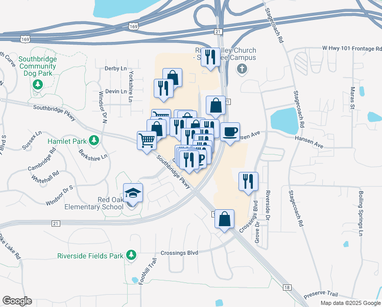 map of restaurants, bars, coffee shops, grocery stores, and more near 8010 Old Carriage Court in Shakopee