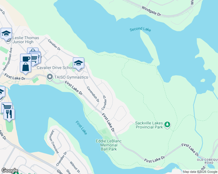 map of restaurants, bars, coffee shops, grocery stores, and more near 85 Cartier Crescent in Lower Sackville