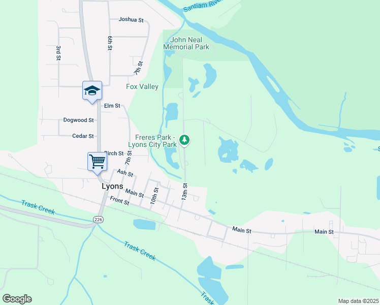 map of restaurants, bars, coffee shops, grocery stores, and more near 426 N 13th St in Lyons