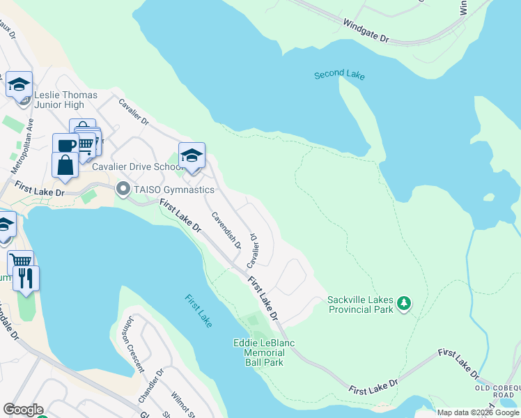 map of restaurants, bars, coffee shops, grocery stores, and more near 85 Cartier Crescent in Lower Sackville