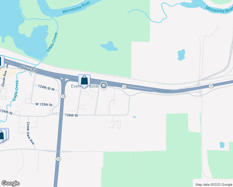 map of restaurants, bars, coffee shops, grocery stores, and more near 7361 Hwy 13 W in Savage
