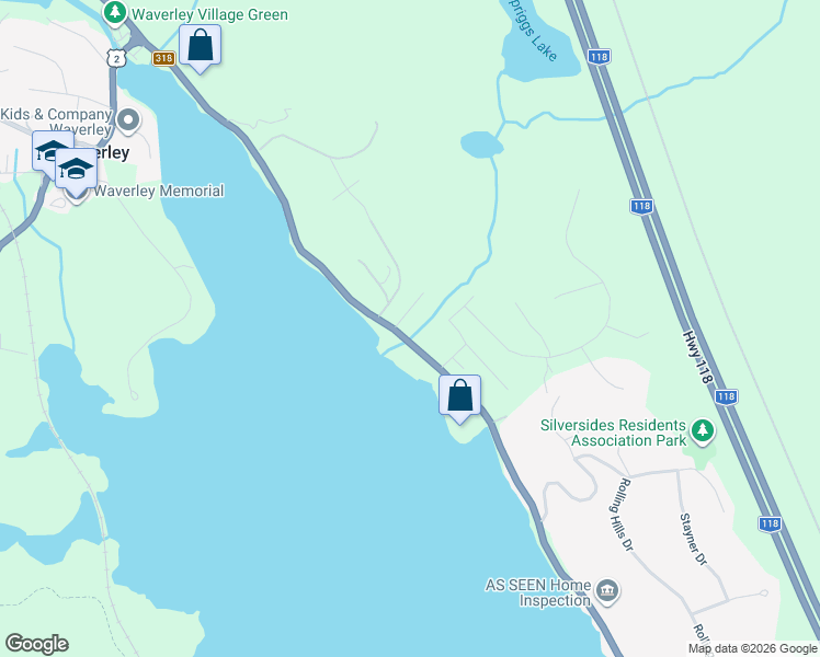 map of restaurants, bars, coffee shops, grocery stores, and more near 2147 Waverley Road in Waverley
