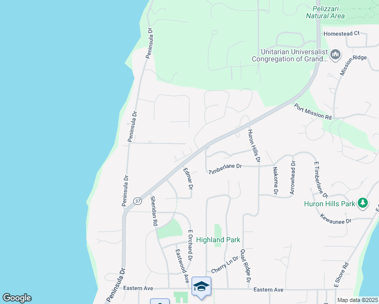 map of restaurants, bars, coffee shops, grocery stores, and more near 6225 Center Road in Traverse City