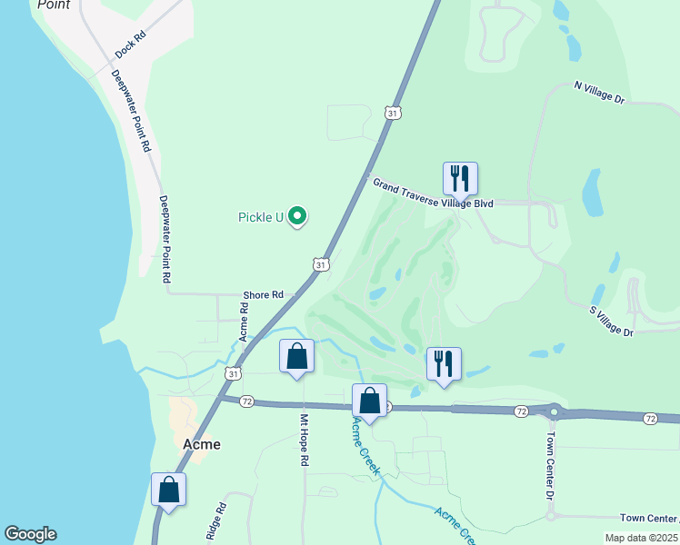 map of restaurants, bars, coffee shops, grocery stores, and more near 5545 Golfview Court in Williamsburg