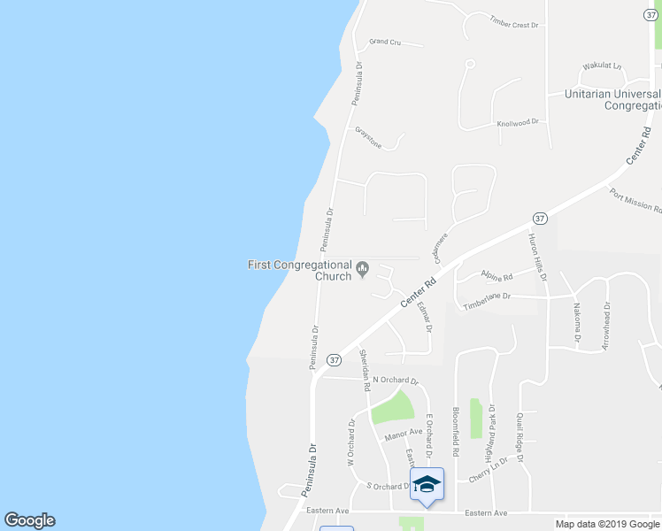 map of restaurants, bars, coffee shops, grocery stores, and more near 6234 Peninsula Drive in Traverse City