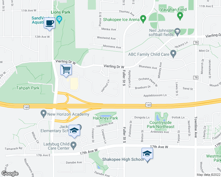 map of restaurants, bars, coffee shops, grocery stores, and more near 663 McIntosh Court in Shakopee