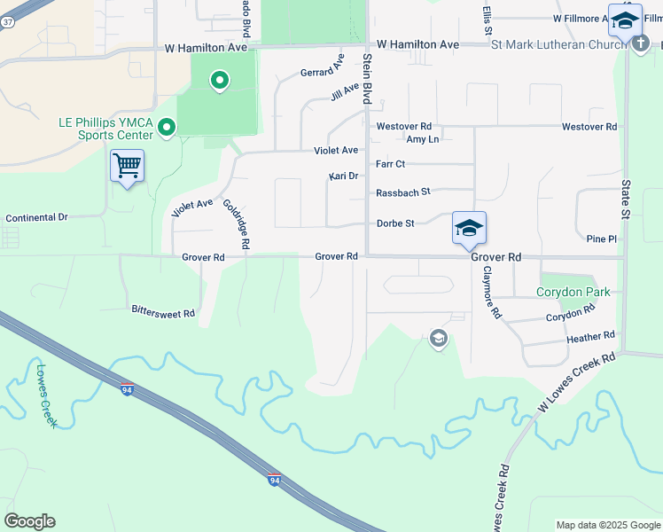 map of restaurants, bars, coffee shops, grocery stores, and more near 3703 Tiffany Lane in Eau Claire
