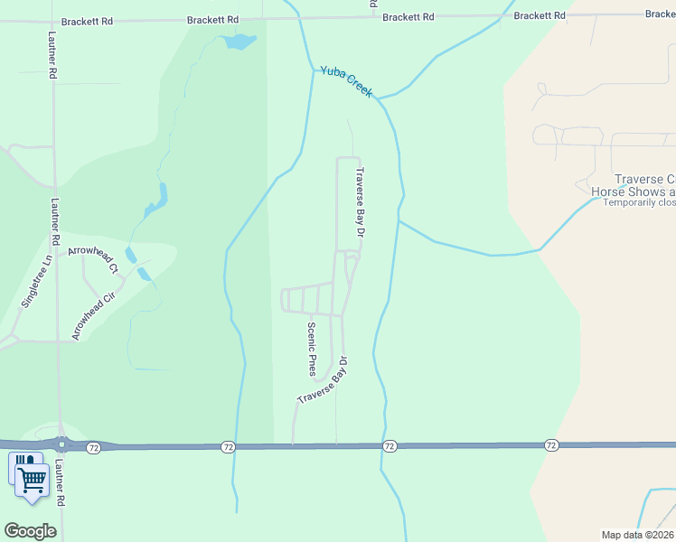 map of restaurants, bars, coffee shops, grocery stores, and more near Traverse Bay Drive in Williamsburg