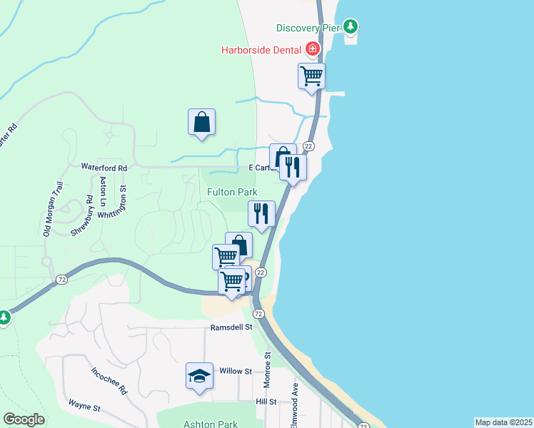 map of restaurants, bars, coffee shops, grocery stores, and more near 13766 South West Bay Shore Drive in Traverse City