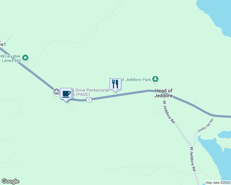 map of restaurants, bars, coffee shops, grocery stores, and more near 9101 Nova Scotia Trunk 7 in Head of Jeddore