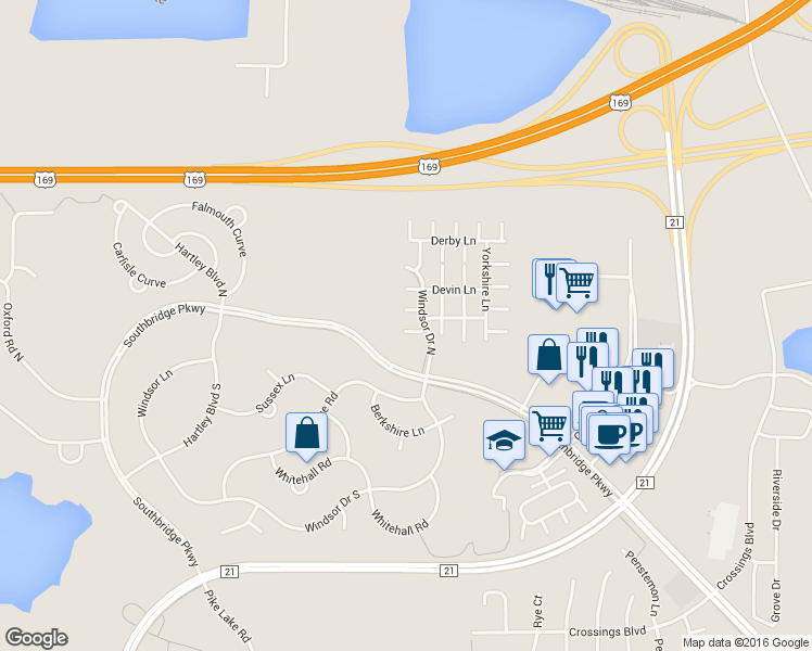 map of restaurants, bars, coffee shops, grocery stores, and more near 7451 Hampton Lane in Shakopee