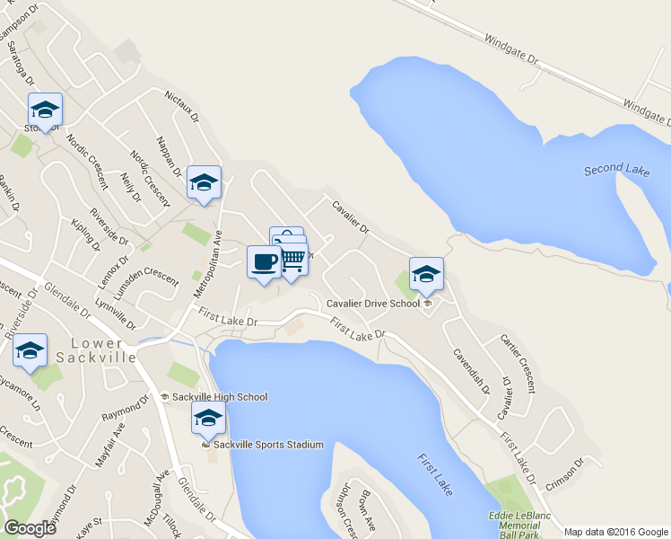map of restaurants, bars, coffee shops, grocery stores, and more near 114 Quaker Crescent in Lower Sackville