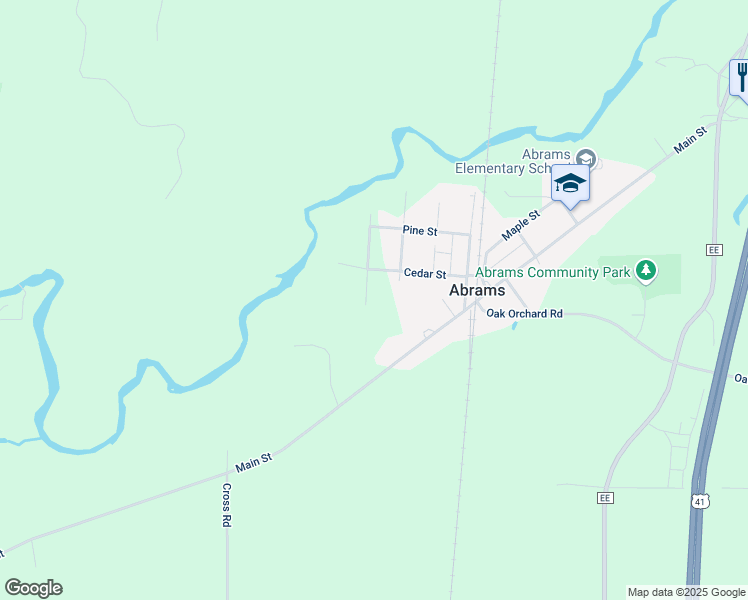map of restaurants, bars, coffee shops, grocery stores, and more near 2917 Woodward Street in Abrams